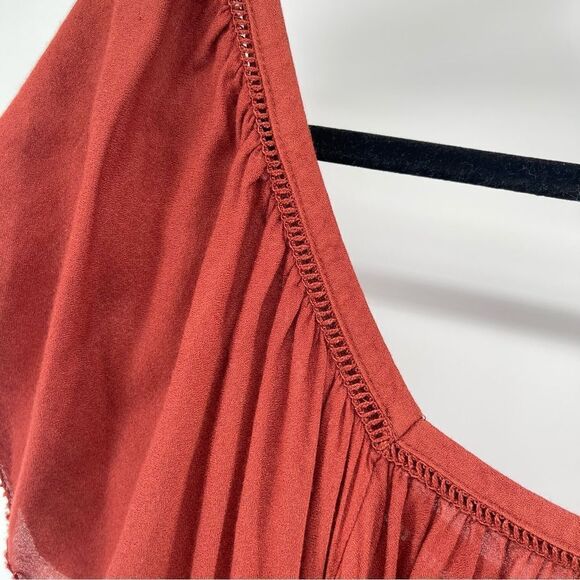 Mossimo Supply Co. Women’s Brown Boho Flowy Keyhole Rayon Short Sleeve Top XXL - Picture 4 of 12